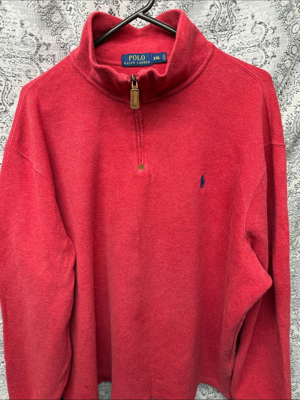 Polo by Ralph Lauren Men's Red Half-Zip Mock Neck Sweater - XXL